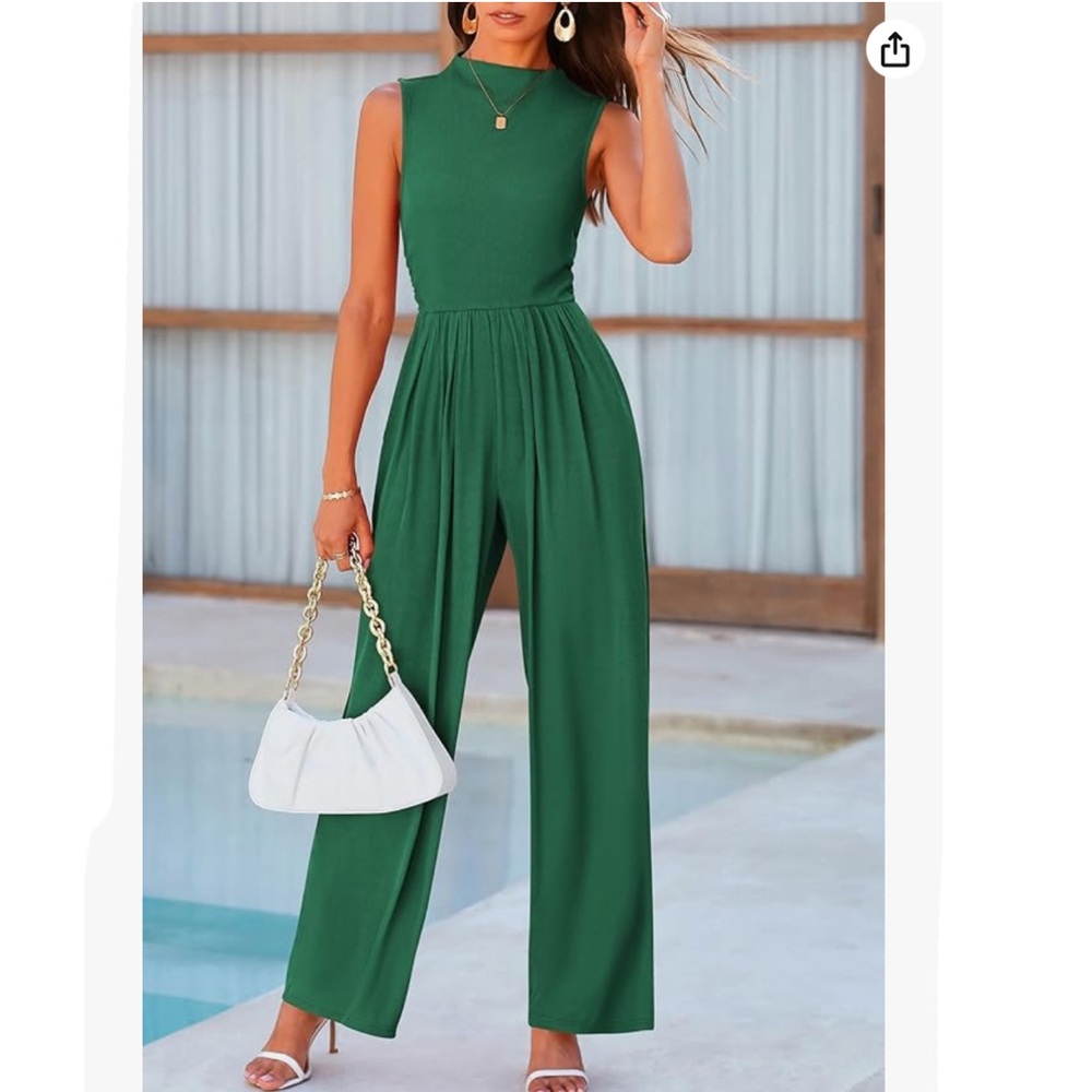 BNWT Kelly Green Mock Neck Jumpsuit szXL